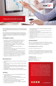 Stellenanzeige Corporate Controlling